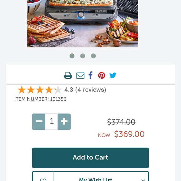 Pampered Chef Black and Silver Waffle Maker